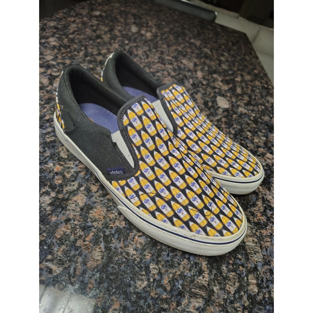 Etnies Narana SLP X Colt 45 Mens Skate Shoes Slip On Black Yellow Size 8